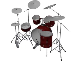 Pearl Drum Kit 3D Model preview