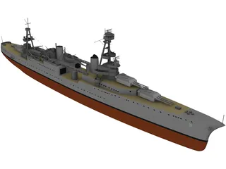 USS Chicago (CA-29) Northampton class Heavy Cruiser 3D Model preview