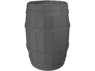 Wooden Barrel with Lids 3D Model preview