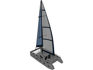 Catamaran Boat 3D Model preview