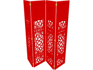 Oriental Red Panel 3D Model preview