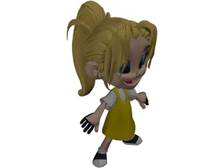 Cartoon Kid Girl 3D Model preview