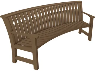 Curved Bench 3D Model preview