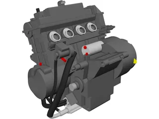 Honda CB600F Engine 3D Model preview