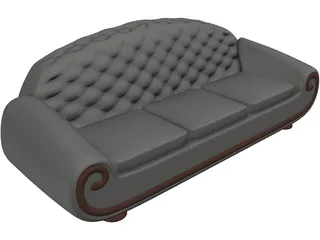 Leather Sofa 3D Model preview