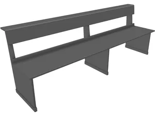 Church Bench Long 3D Model preview