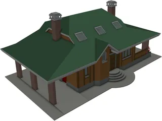 Wood House 3D Model preview