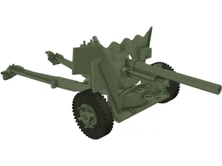 6 Pounder Anti-Tank Gun 3D Model preview