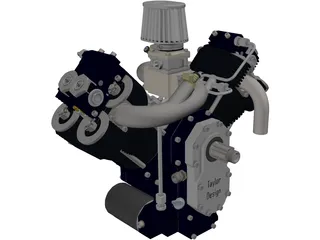 Generic V-Twin Gas Engine Assembly 3D Model preview