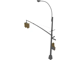 NYC Street Traffic Light 3D Model preview