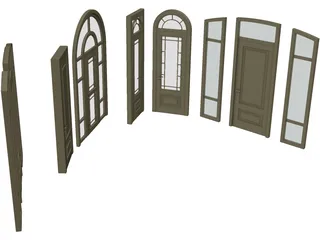 Wood Doors Collection 3D Model preview