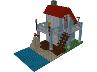 Strandhaus Lego 3D Model preview