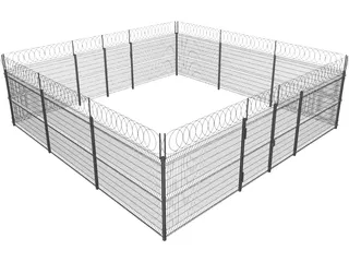 Metallic Fence 3D Model preview
