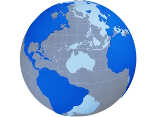Globe Map Geopolitical Extruded 3D Model preview
