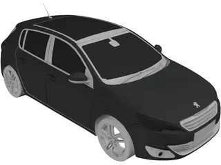 Peugeot 308 (2014) 3D Model preview