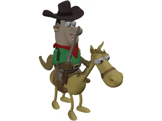 Cowboy with Horse 3D Model preview