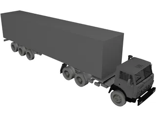 Kamaz with Trailer 3D Model preview