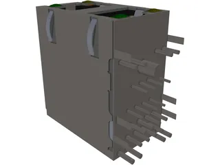 RJ45 Double Connector 3D Model preview