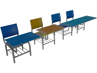 School Chairs 3D Model preview