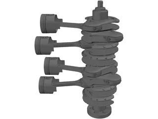 V8 Engine Crankshaft and Pistons 3D Model preview