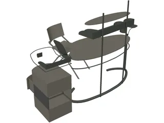 Computer Desk Set 3D Model preview