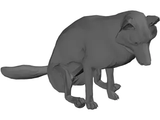 Wolf Sitting 3D Model preview