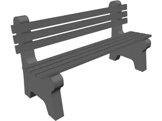 Bench Park and Slats 3D Model preview