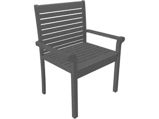 Chair Garden Teak 3D Model preview