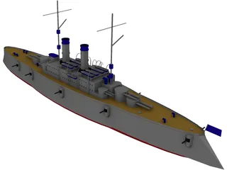 Casemate Battleship 3D Model preview