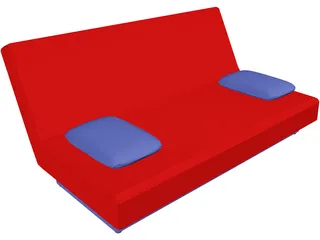Sofa with Two Pillows 3D Model preview