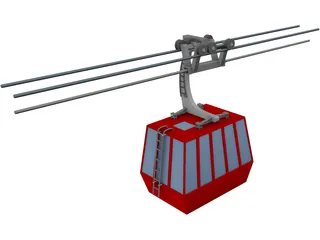 Three-Aerial Ropeway 3D Model preview
