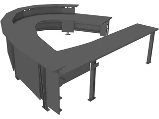 Desk Curved Reception 3D Model preview
