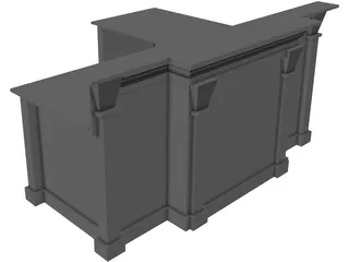 Desk L-Shaped Reception 3D Model preview
