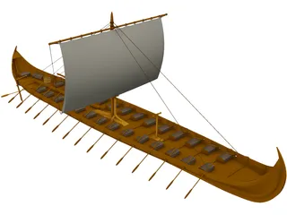 Viking Longboat 3D Model preview