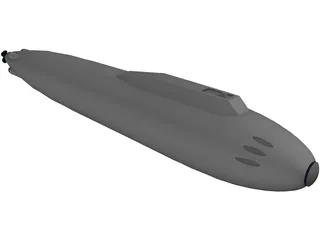 Supercavitating Submarine Concept 3D Model preview