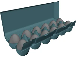 Dozen Eggs Carton 3D Model preview