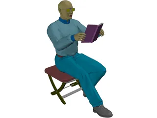 Man with Book 3D Model preview