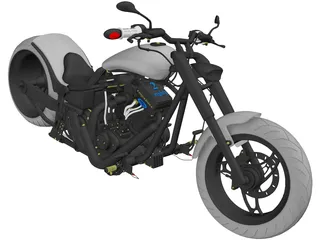 Custom Chopper Motorcycle 3D Model preview