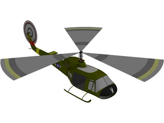 Bell UH1-B Huey 3D Model preview