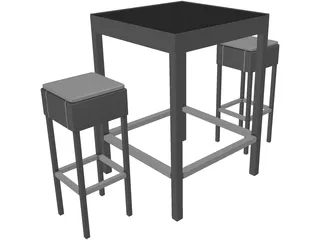 Rattan Barstool and Stamina 3D Model preview