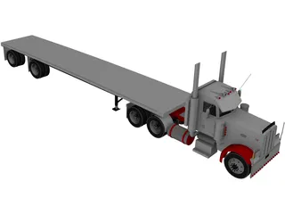 Peterbilt Semi Tractor-Trailer 3D Model preview