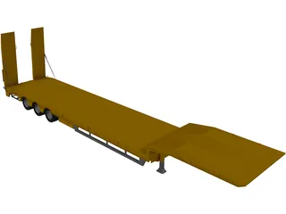 Flatbed Trailer 3D Model preview