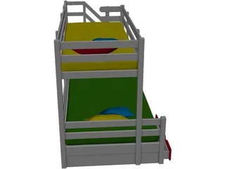 Kids Colour Bed 3D Model preview