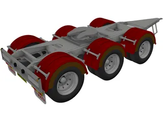 Tri-Axle Dolly 1540 Axle Centers 3D Model preview
