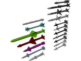 Aerial Launched Missiles Pack 3D Model preview