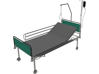 Hospital Bed 3D Model preview