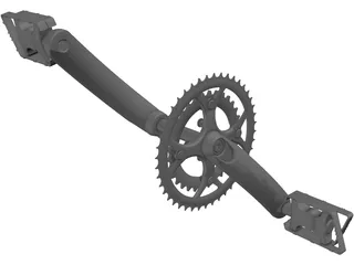 Crankset and Pedals 3D Model preview