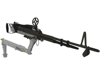 M60 7.62mm Machine Gun and Arm 3D Model preview