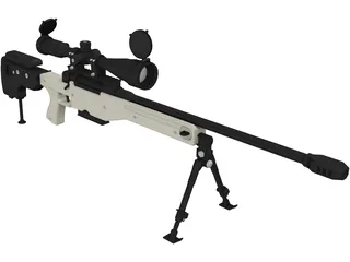 .338 Lapua Magnum Sniper Rifle 3D Model preview