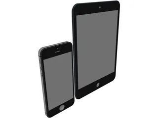 Apple iPad Mini and iPhone 5 3D Model preview